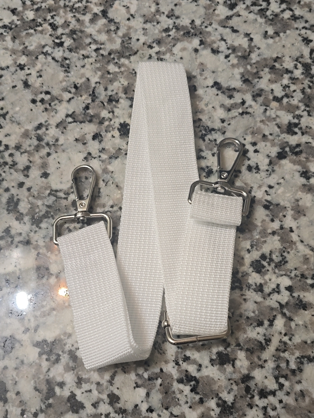 Mum Neck Strap Adjustable  White Bag Strap with Silver Hardware